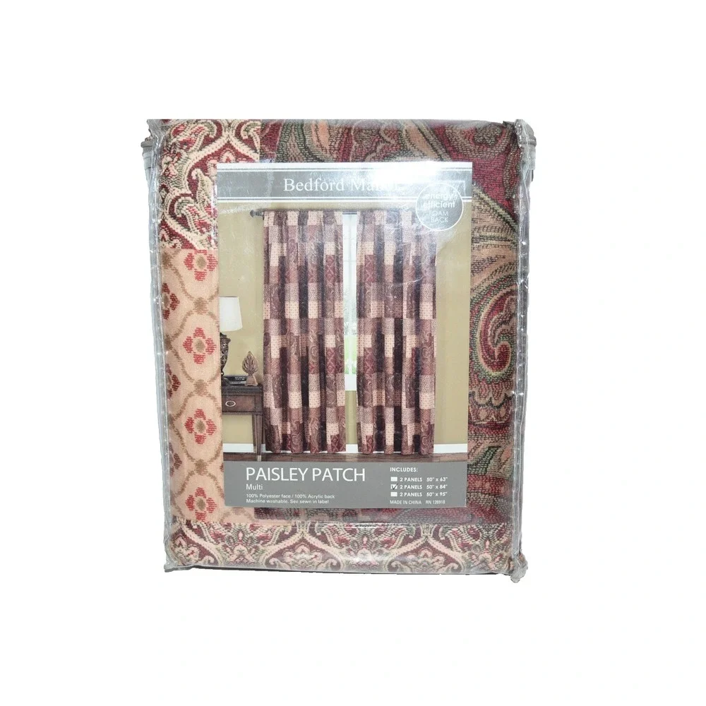 Bedford Manor Paisley patch 50x84 Curtains Panels Polyester One set Vtg